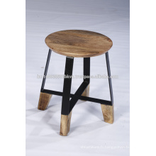 Industriel Vintage Wood Finition Naturelle Living Room Cross Frame Stool